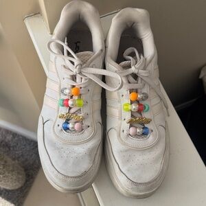 Adidas White Sneakers with Multicolor Beads